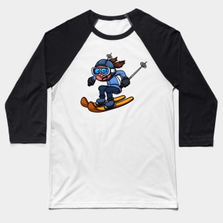 Skiing Girl Baseball T-Shirt